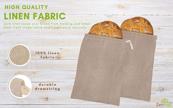 Linen Bread Bag Reusable Drawstring Bag For Homemade Bread
