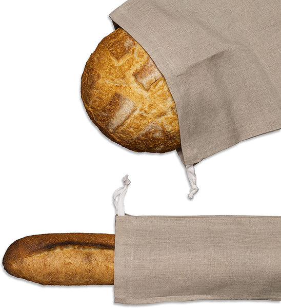 ZEAYEA 4 Pack Bread Bags, Linen Bread Storage Bag for Baguette
