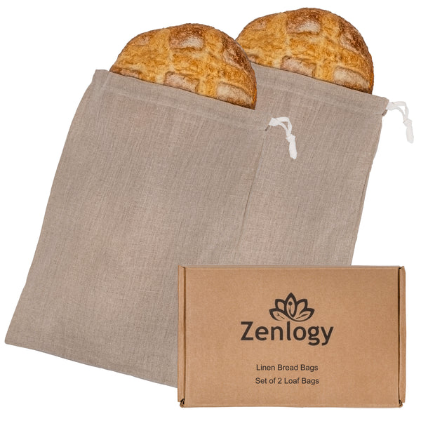 3 Packs Bread Storage Bags Reusable Linen Bread Bags for Homemade